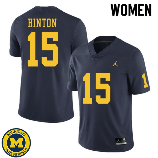 Women's University of Michigan #15 Christopher Hinton Navy Embroidery Jersey